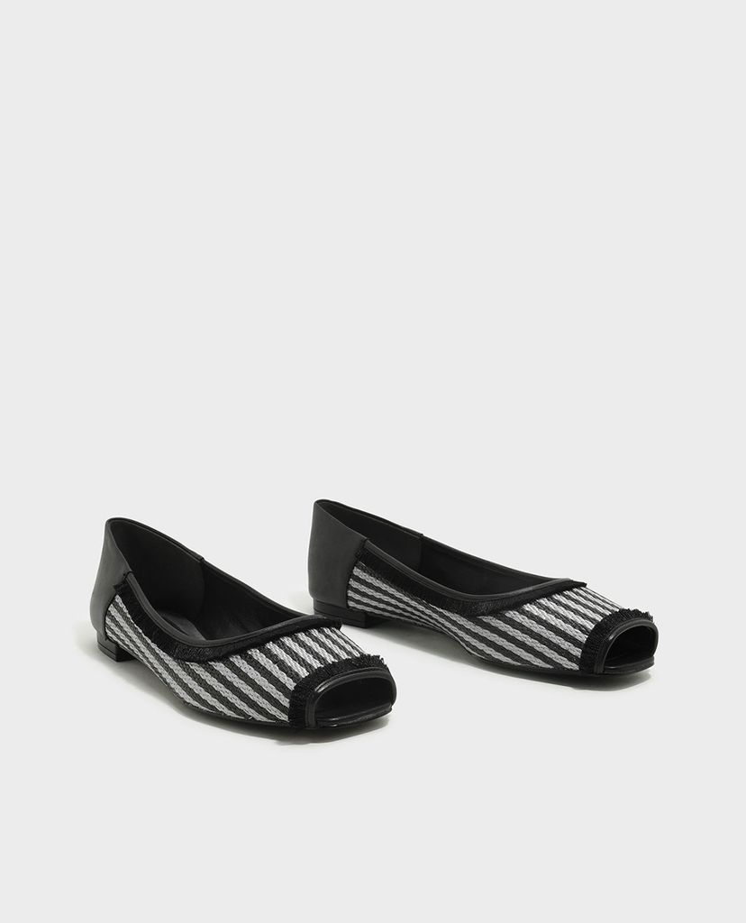 CHARLES & KEITH - Giày búp bê nữ hở mũi Leather Peep