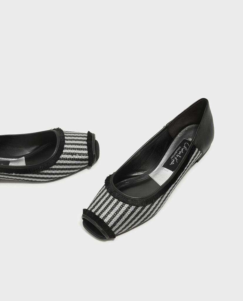 CHARLES & KEITH - Giày búp bê nữ hở mũi Leather Peep