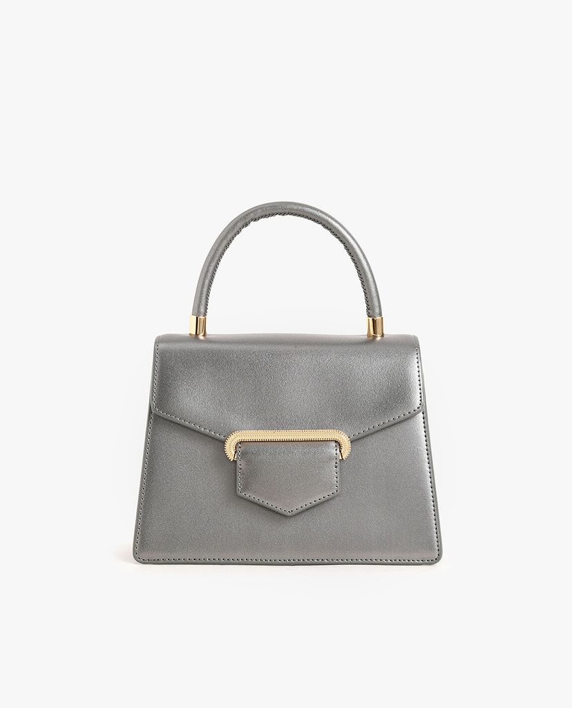 CHARLES & KEITH - Túi xách tay hình thang Leather Metallic Accent