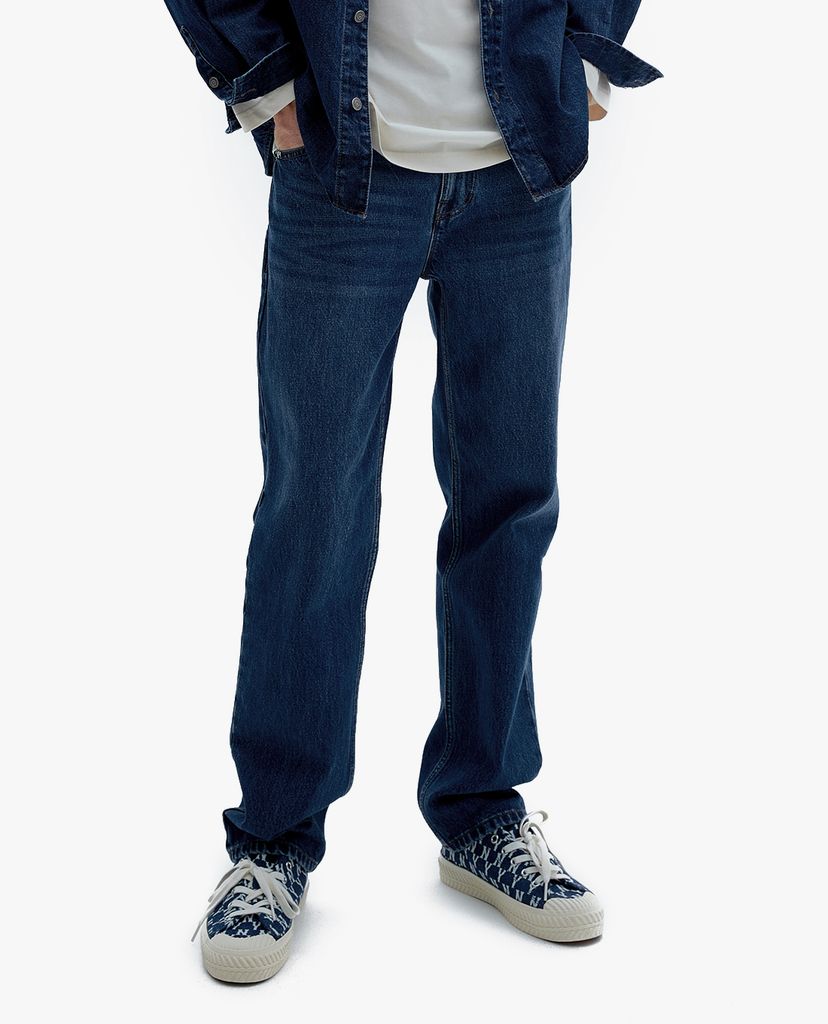 MLB - Quần jeans nam Wide Fit Back Pocket Logo