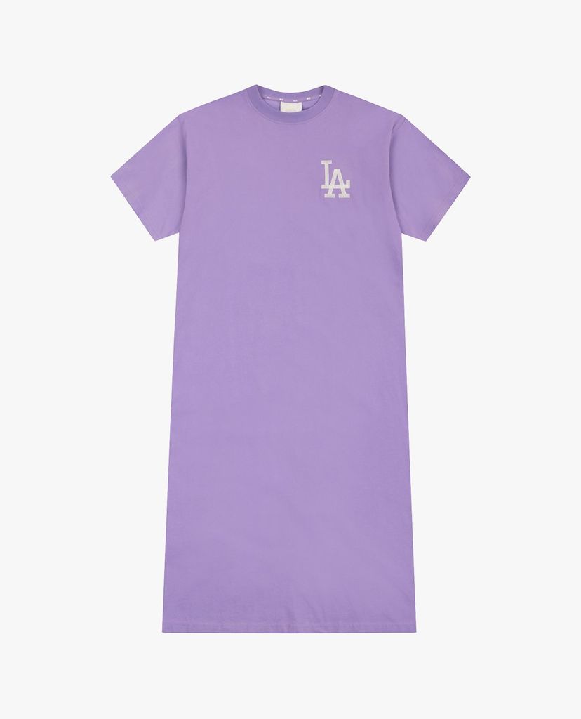 MLB - Đầm midi nữ ngắn tay cổ tròn Logo Basic