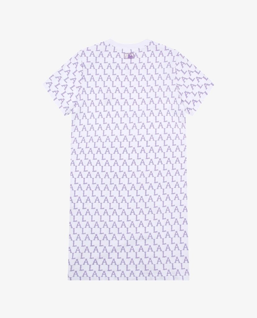 MLB - Đầm mini cổ tròn ngắn tay phom suông Monogram Allover