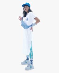 MLB - Đầm midi nữ ngắn tay cổ tròn Logo Basic