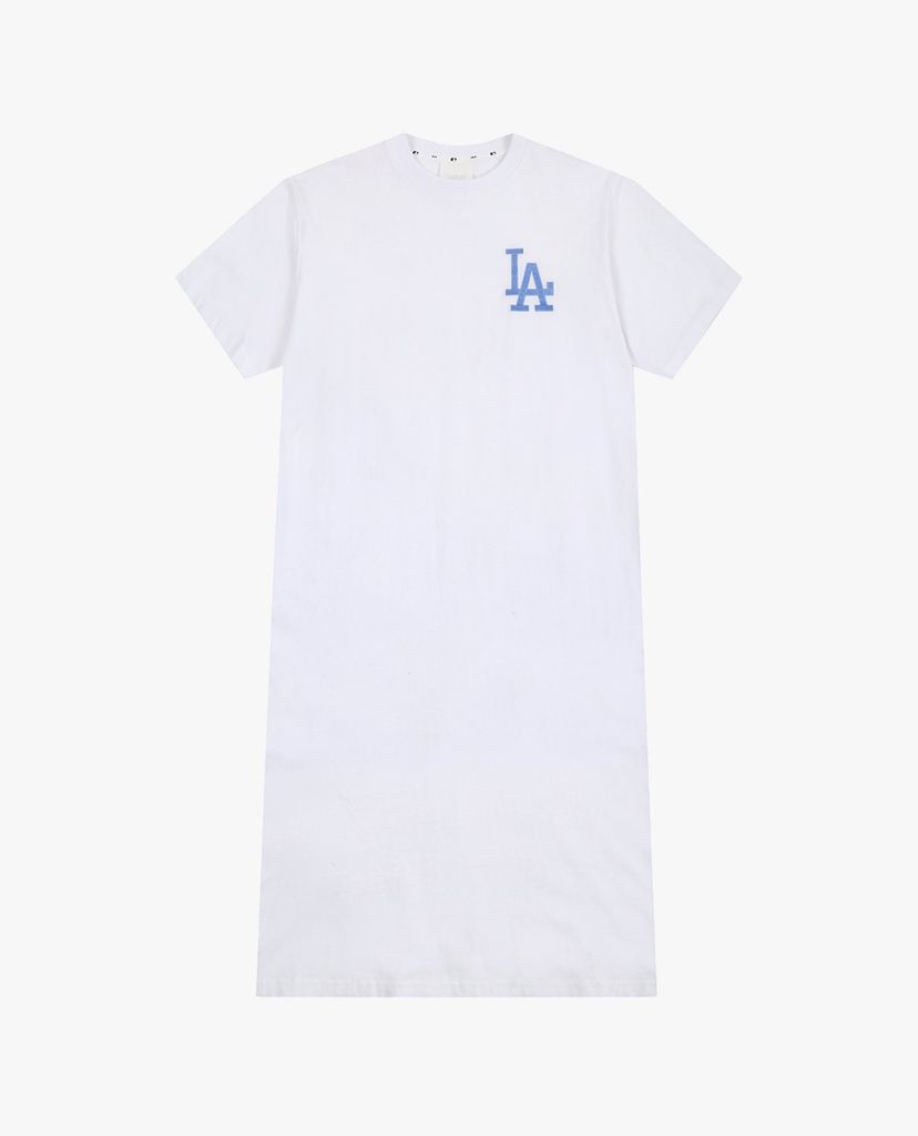 MLB - Đầm midi nữ ngắn tay cổ tròn Logo Basic