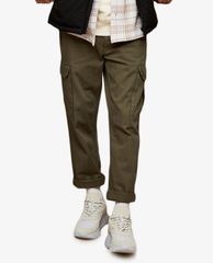 TOPMAN - Quần kiểu nam phối túi Khaki Herringbone Wide Leg Cargo