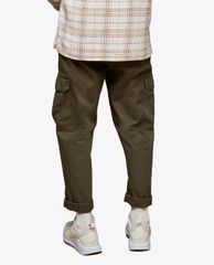 TOPMAN - Quần kiểu nam phối túi Khaki Herringbone Wide Leg Cargo