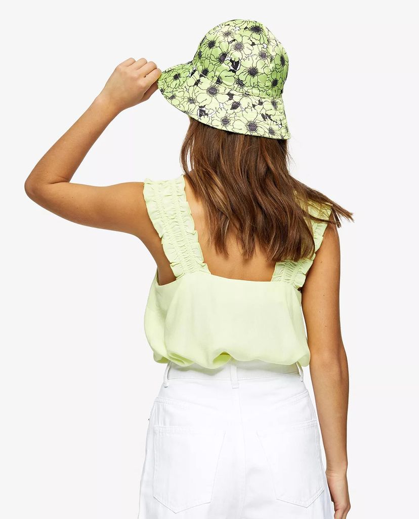 TOPSHOP - Áo kiểu nữ sát nách PETITE Lime Green Button