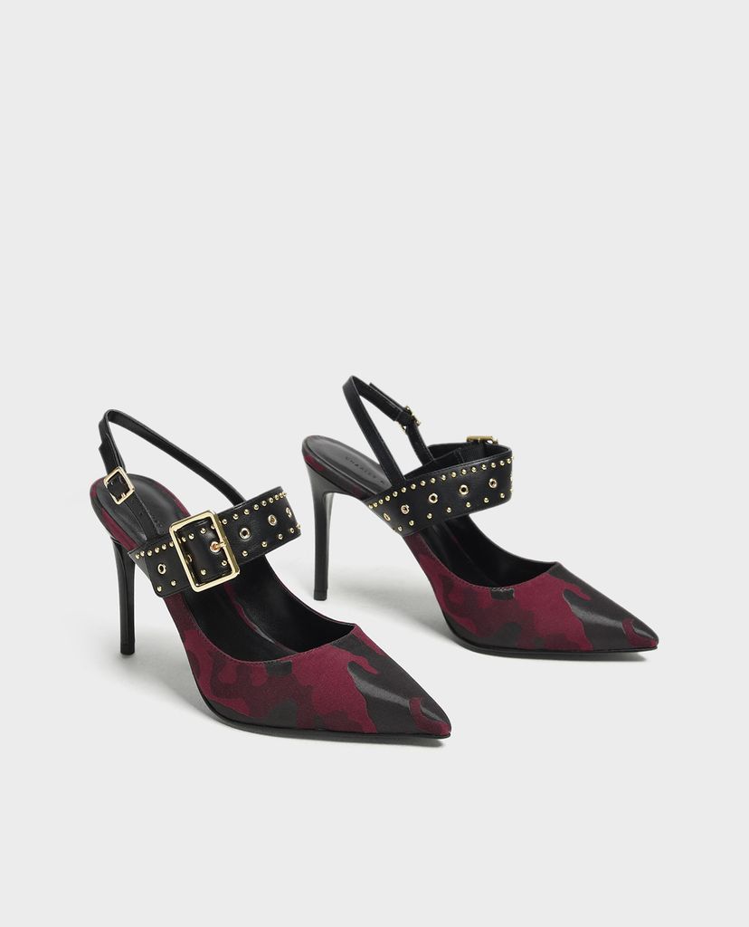 CHARLES & KEITH - Giày cao gót mũi nhọn đính hạt Studded