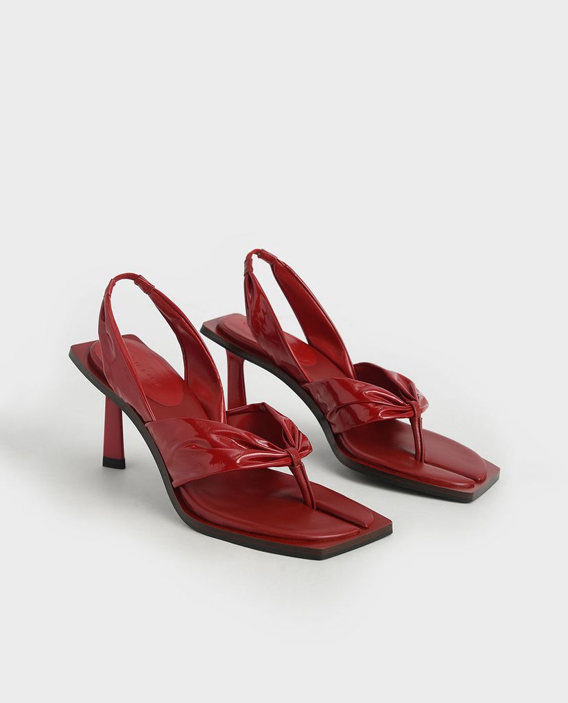 CHARLES & KEITH - Giày sandal cao gót Patent Slingback Thong