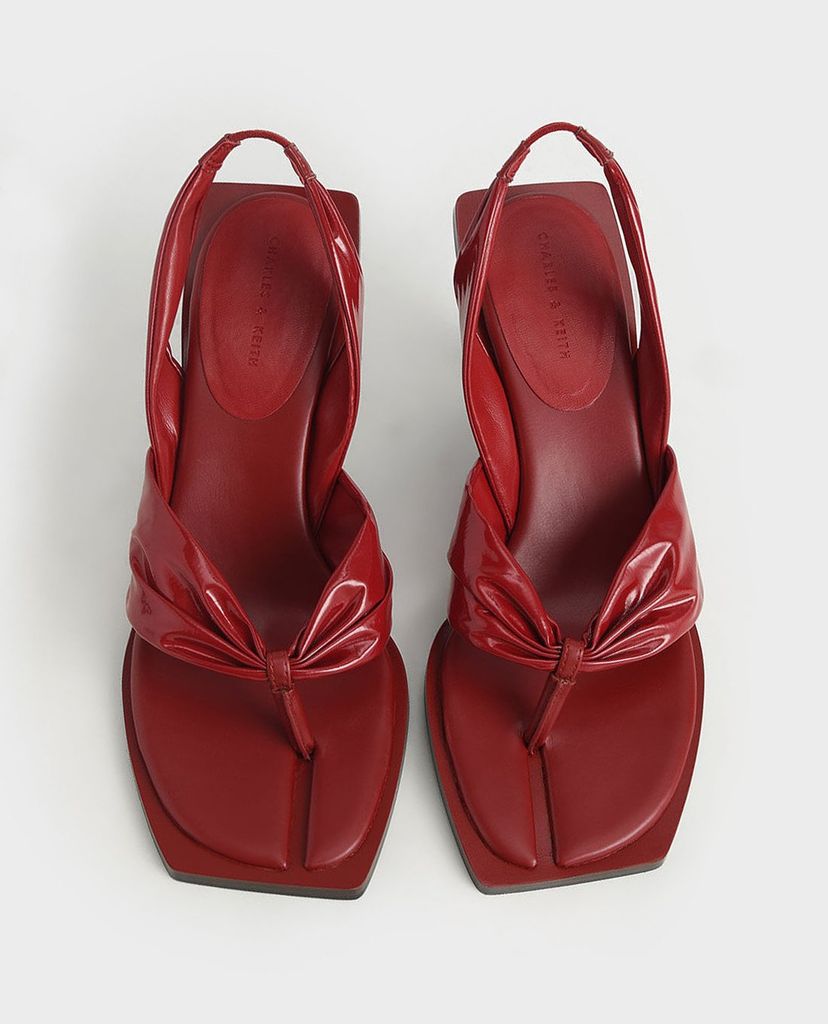 CHARLES & KEITH - Giày sandal cao gót Patent Slingback Thong