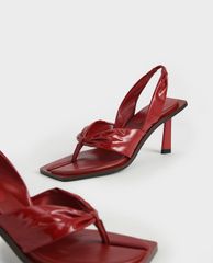 CHARLES & KEITH - Giày sandal cao gót Patent Slingback Thong