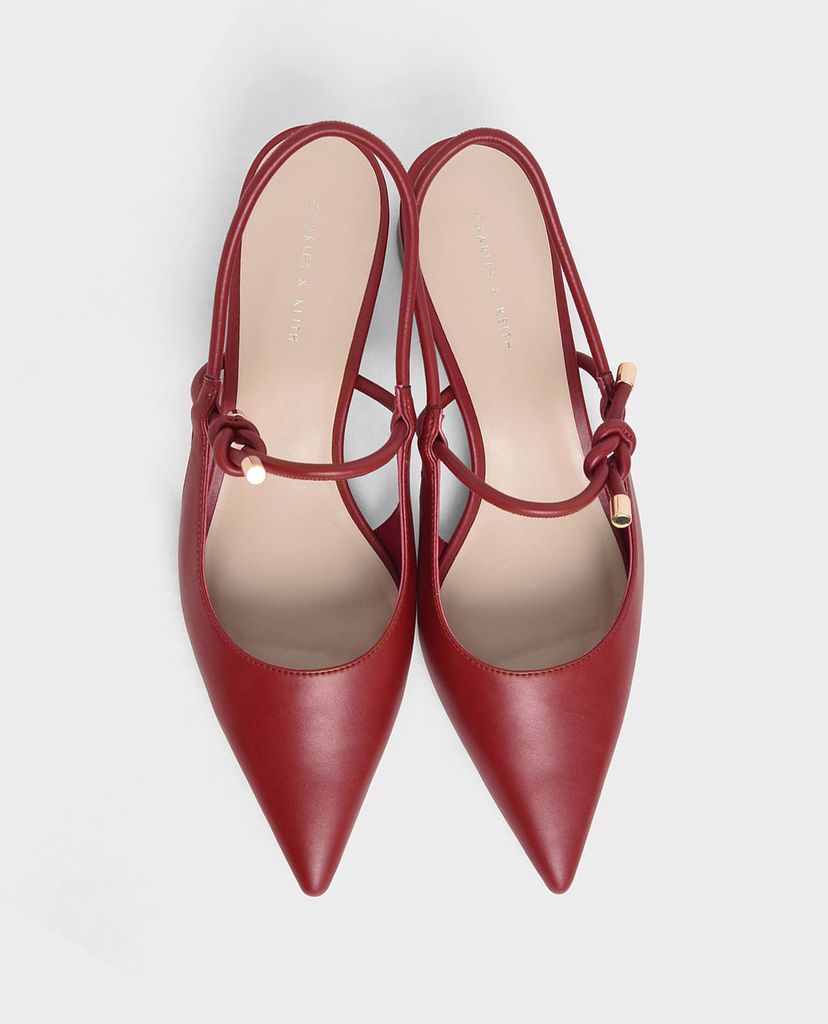 CHARLES & KEITH - Giày cao gót mũi nhọn Front Tie Slingback