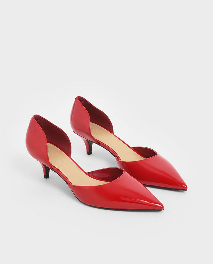 CHARLES & KEITH - Giày cao gót mũi nhọn Patent D Orsay Kitten