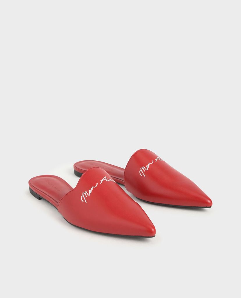 CHARLES & KEITH - Giày đế bệt mũi nhọn Embroidered Pointed