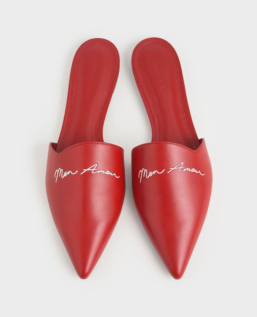 CHARLES & KEITH - Giày đế bệt mũi nhọn Embroidered Pointed