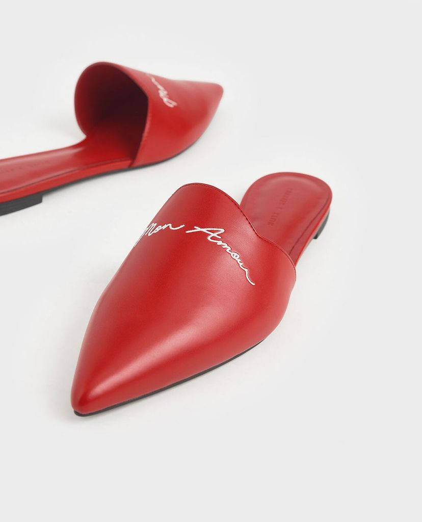 CHARLES & KEITH - Giày đế bệt mũi nhọn Embroidered Pointed