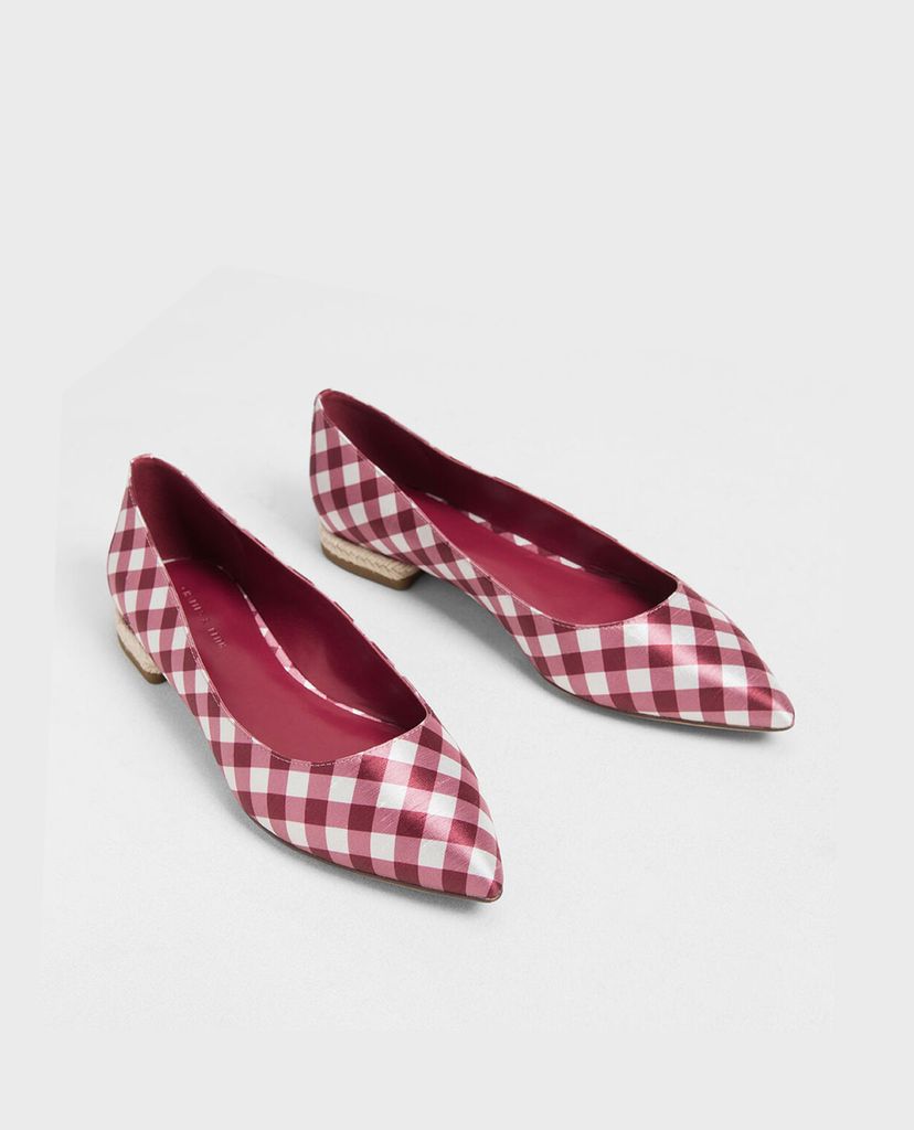 CHARLES & KEITH - Giày đế bệt Espadrille Block Heel Check Print