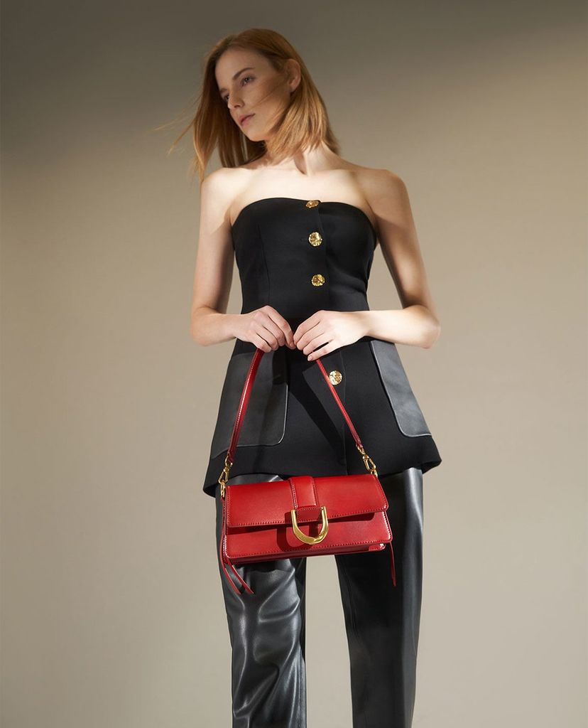 CHARLES & KEITH - Túi đeo vai nữ chữ nhật Metallic Buckle