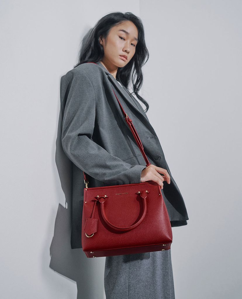 CHARLES & KEITH - Túi xách tay nữ chữ nhật Double Structured