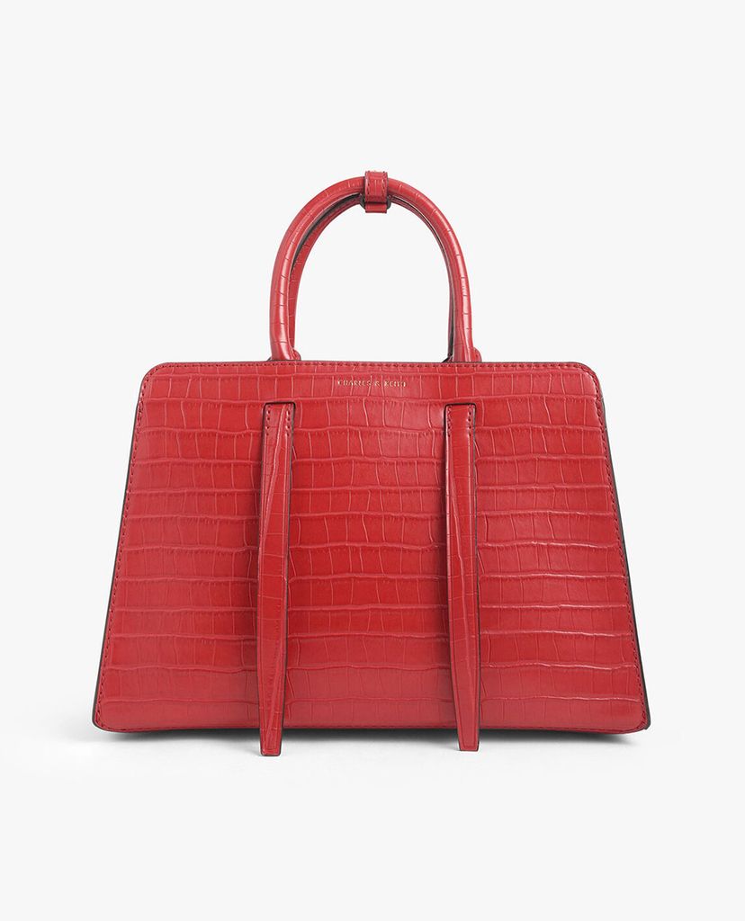 CHARLES & KEITH - Túi xách tay hình thang Large Laser Cut