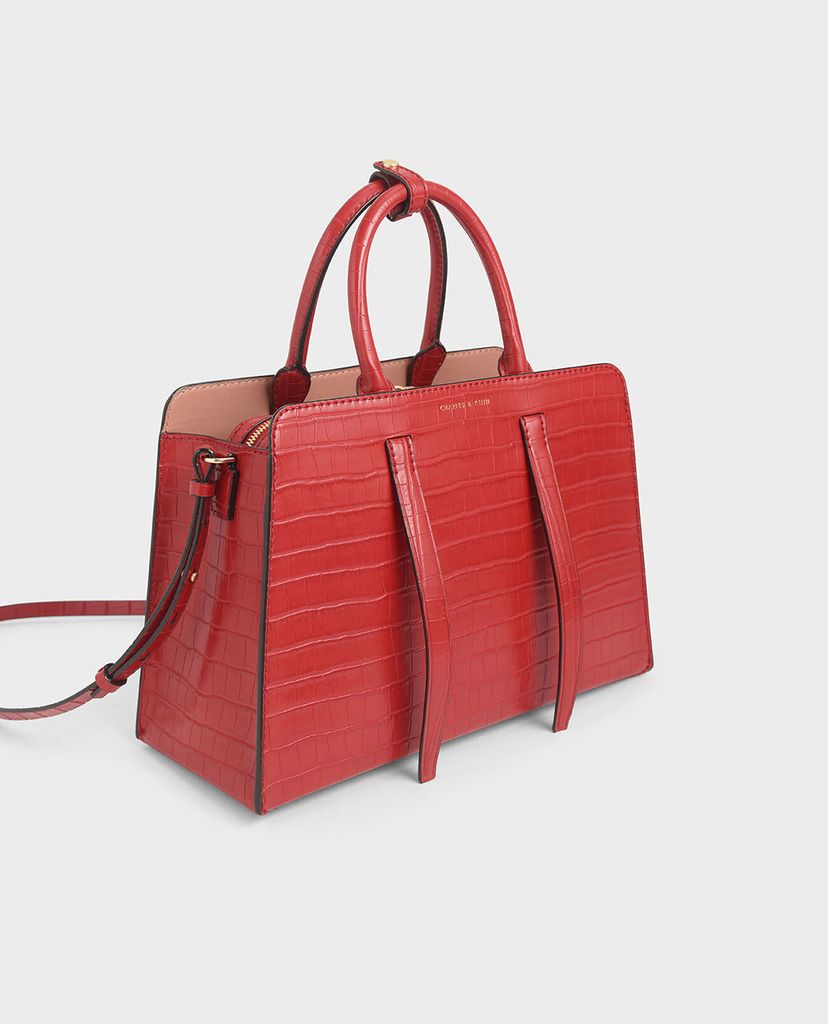CHARLES & KEITH - Túi xách tay hình thang Large Laser Cut
