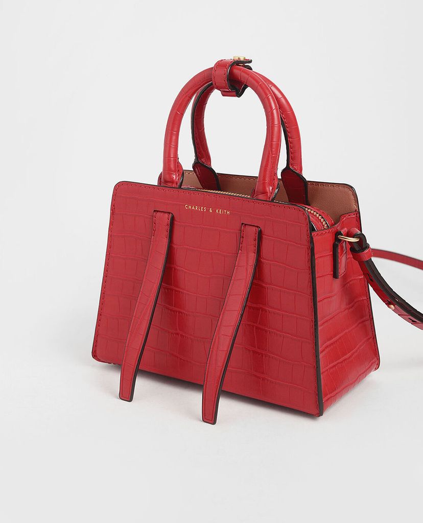 CHARLES & KEITH - Túi xách tay nữ chữ nhật Croc Effect