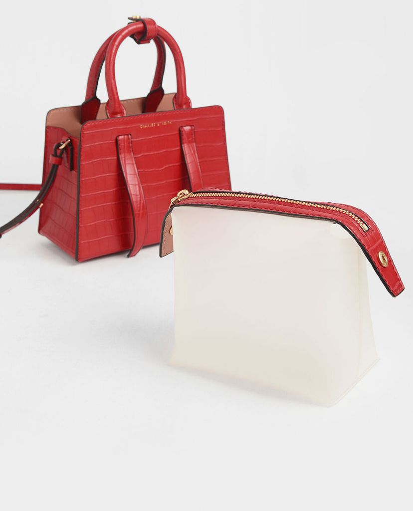 CHARLES & KEITH - Túi xách tay nữ chữ nhật Croc Effect