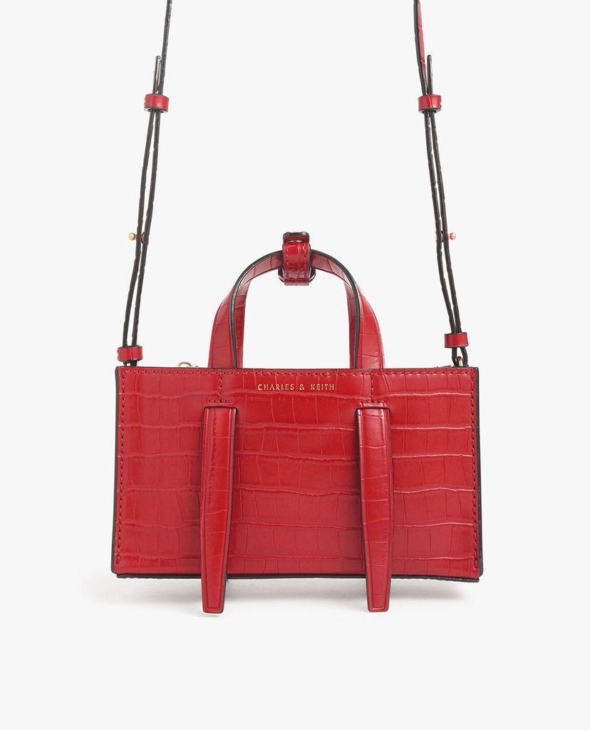 CHARLES & KEITH - Túi xách tay nữ chữ nhật Laser Cut Double