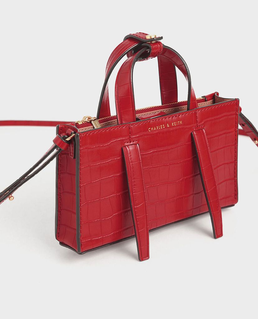 CHARLES & KEITH - Túi xách tay nữ chữ nhật Laser Cut Double