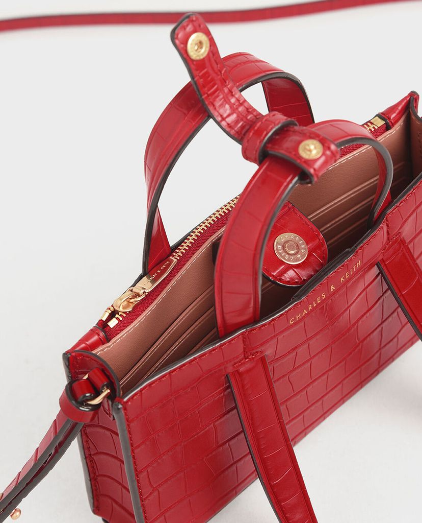 CHARLES & KEITH - Túi xách tay nữ chữ nhật Laser Cut Double