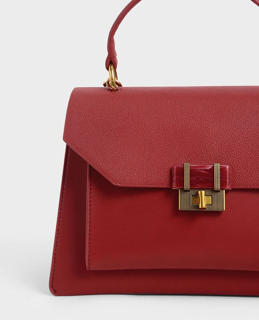 CHARLES & KEITH - Túi xách tay hình thang Stone Embellished Geometric