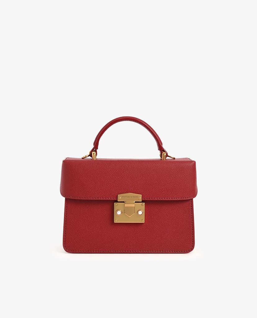 CHARLES & KEITH - Túi đeo vai phom chữ nhật Croc Effect Chain Shoulder
