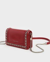 CHARLES & KEITH - Ví cầm tay nữ chữ nhật Chain Trimmed