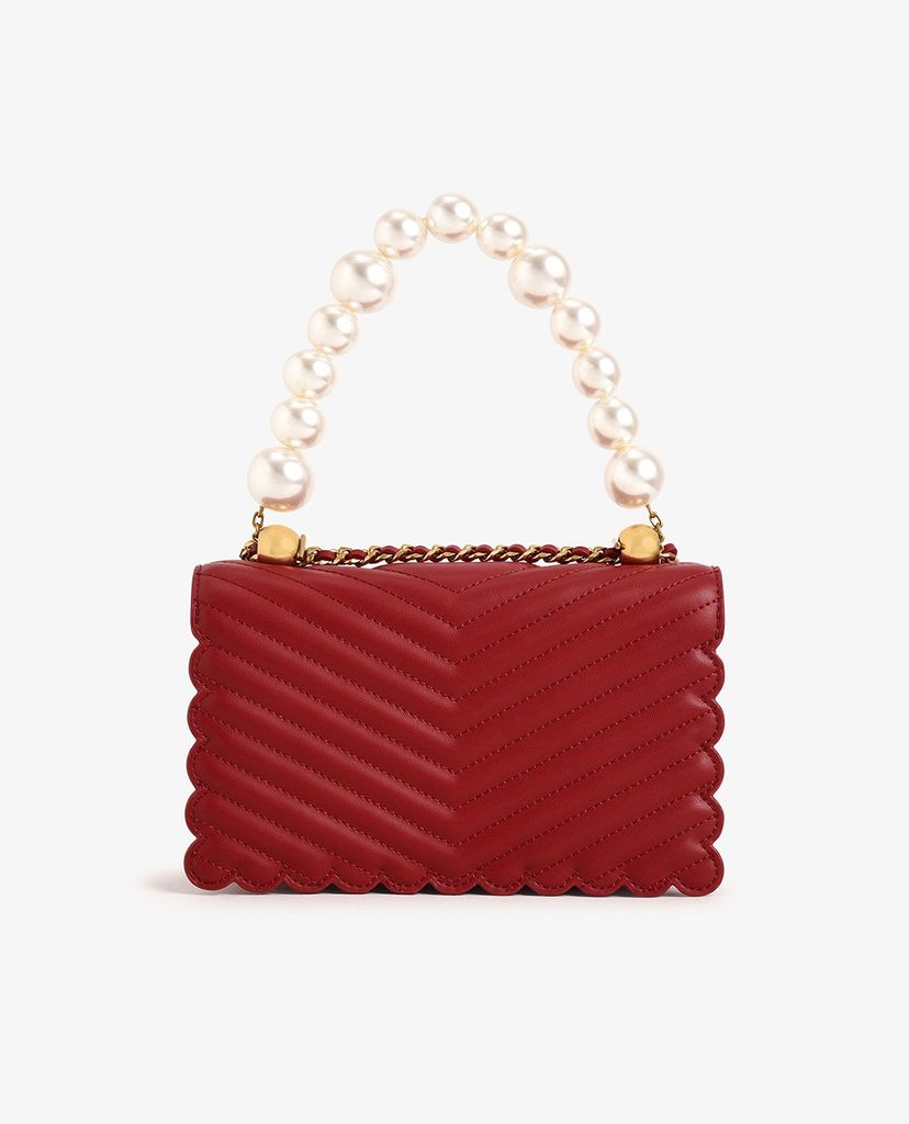CHARLES & KEITH - Túi đeo chéo nữ chữ nhật Pearl Embellished