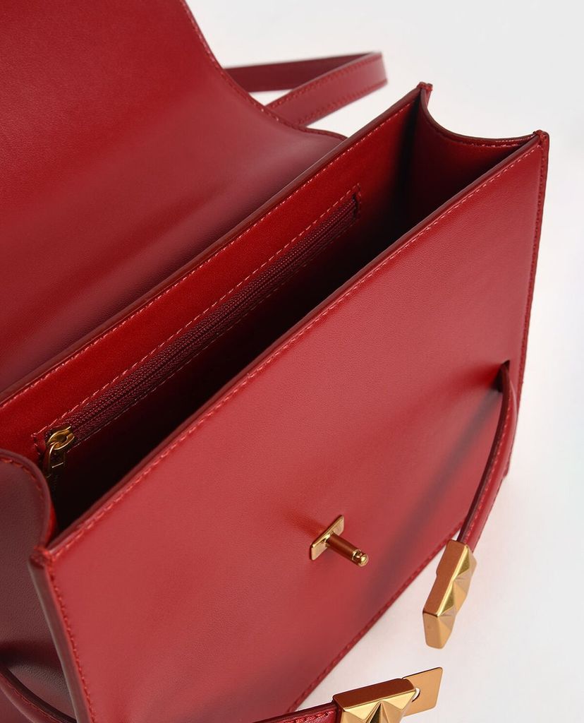 CHARLES & KEITH - Túi đeo chéo nữ Metallic Push Lock Crossbody Bag