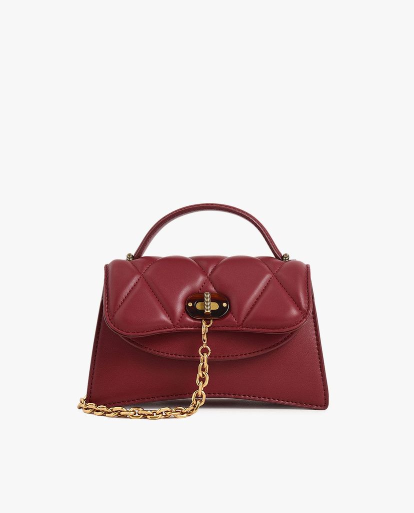 CHARLES & KEITH - Túi xách nữ nắp gập chần bông Padded Chain Link