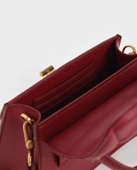 CHARLES & KEITH - Túi xách nữ nắp gập chần bông Padded Chain Link
