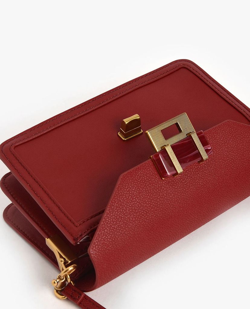 CHARLES & KEITH - Túi đeo chéo nữ chữ nhật nắp gập Embellished Envelope