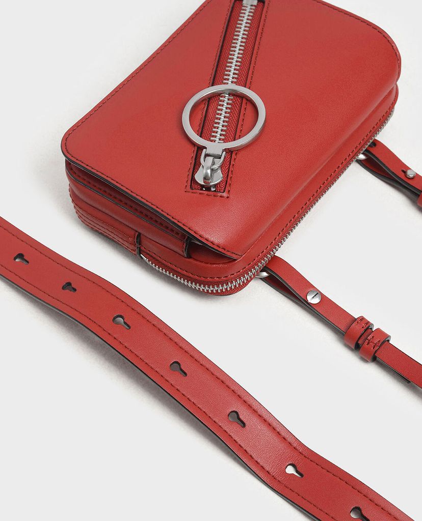 CHARLES & KEITH - Túi đeo chéo Ring Zip Pocket Two Way Belt