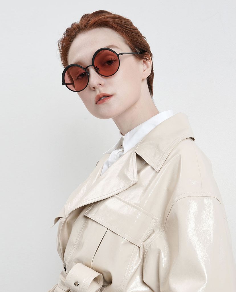 CHARLES & KEITH - Kính mát nữ gọng tròn Half Rim Round