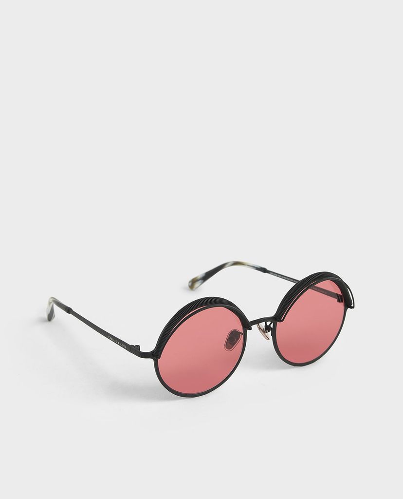 CHARLES & KEITH - Kính mát nữ gọng tròn Half Rim Round