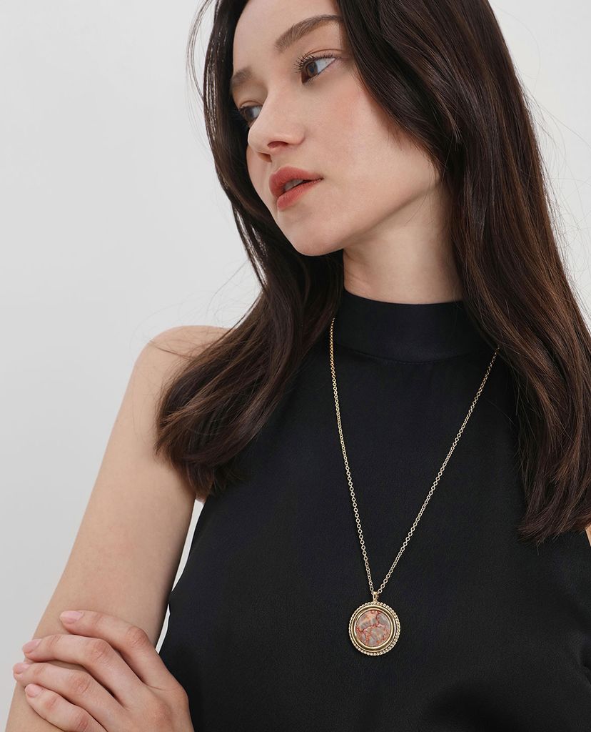 CHARLES & KEITH - Dây chuyền nữ mặt tròn Red Network Pendant