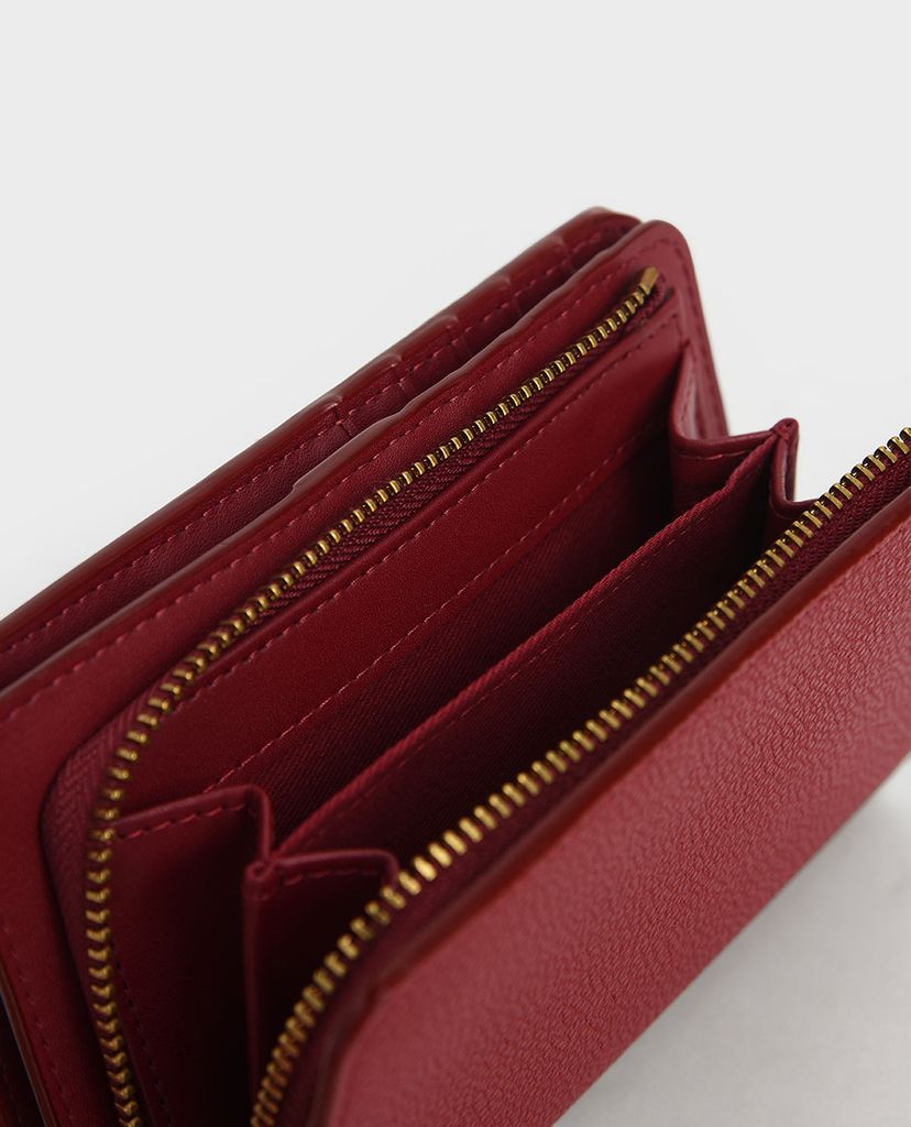 CHARLES & KEITH - Ví cầm tay dáng dài phối khóa kéo zip