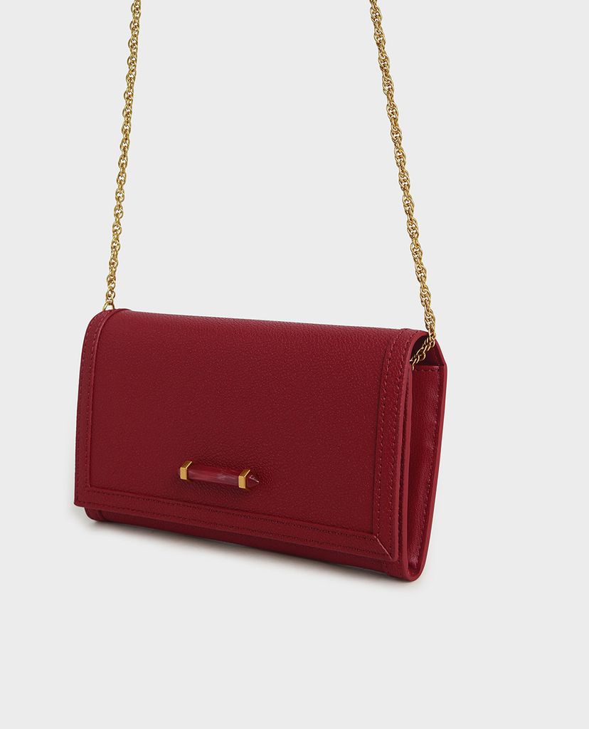 CHARLES & KEITH - Ví cầm tay dáng dài Stone Embellished Front Flap