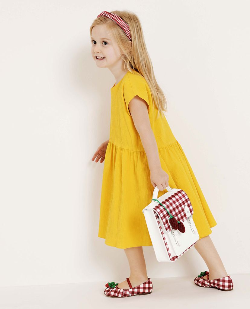 CHARLES & KEITH - Giày trẻ em caro Cherry Embellished Check Print Mary Janes