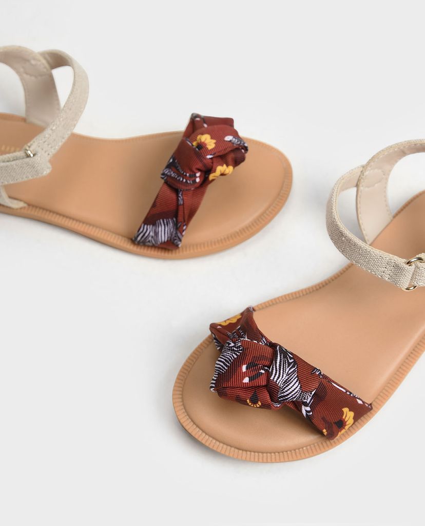 CHARLES & KEITH - Giày sandal nữ họa tiết ngựa vằn Zebra Print