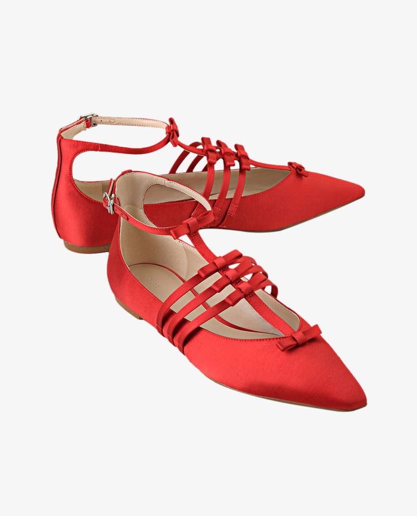 PEDRO - Giày đế bệt nữ mũi nhọn phối quai mảnh Ankle Strap Ribbon