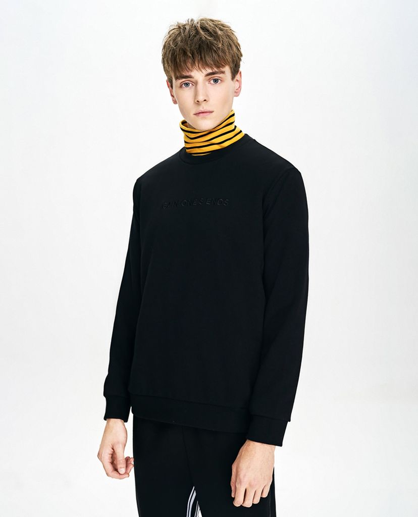 TRENDIANO - Áo sweater nam tay dài thêu chữ Tide Digital Portrait