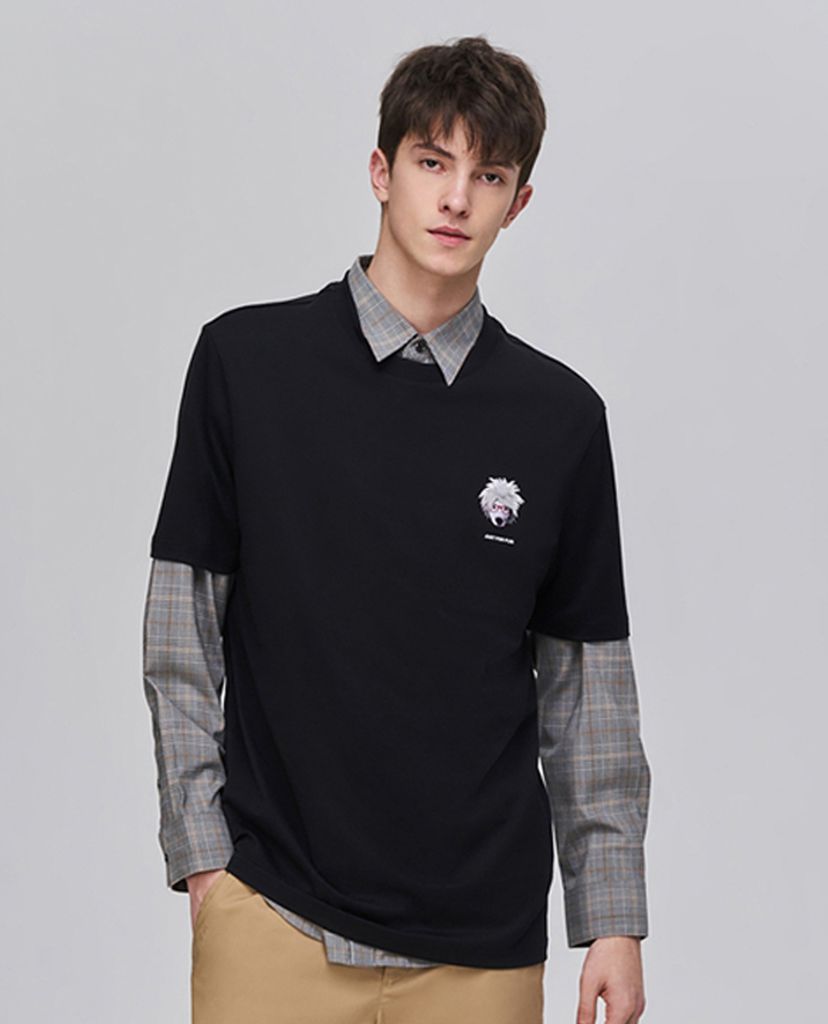 Áo thun nam cổ tròn Black Bleach Tie Dog
