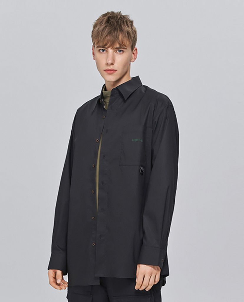 Áo sơ mi nam tay dài Black Embroidered